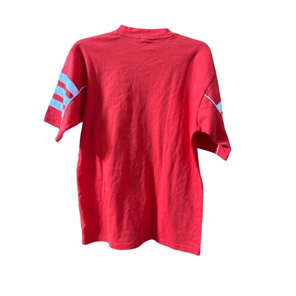 Adidas Red 3 Stripe Trefoil T-Shirt - S - Sleeve Stripes - Picture 3 of 3